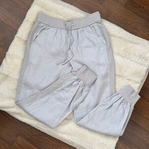 Womens Grey Linen Jogger Pants